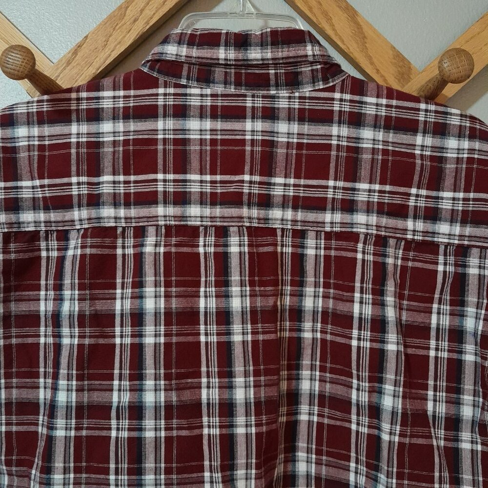 Wrangler Riggs Workwear Maroon Plaid Long Sleeve XXL - Picture 7 of 7